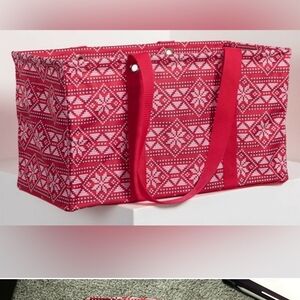 Bundle Stylish Red And Green Patterned Tote Bag